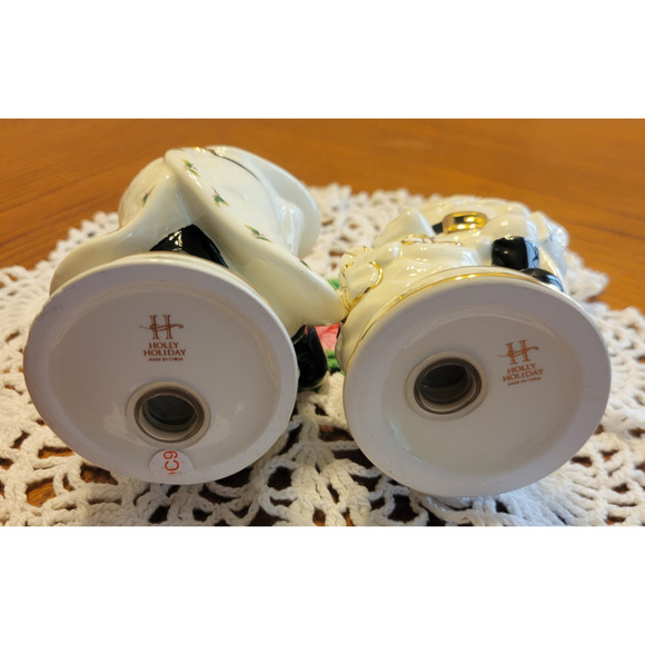 VTG Holly Holiday Santa Claus Salt Pepper Shakers White Christmas Ornaments - Picture 6 of 7